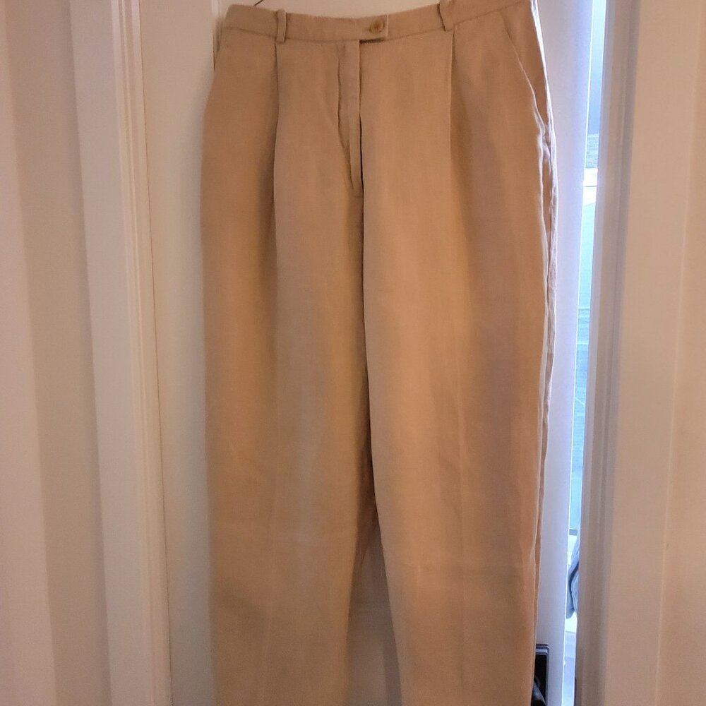 Tailored Linen Trousers Size 14 by Eddie Bauer